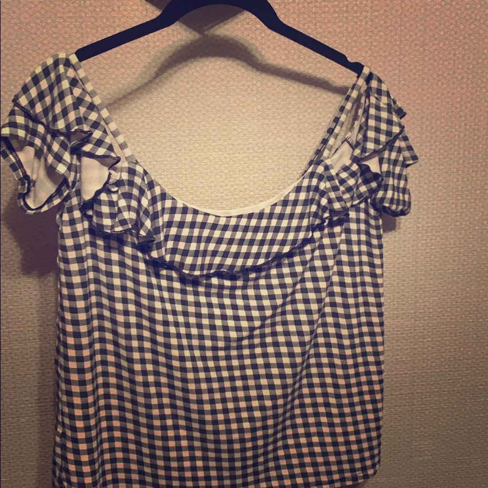 Off shoulder checkered shirt size Large